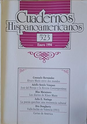 Immagine del venditore per CUADERNOS HISPANOAMERICANOS N 523. ENERO 1994. venduto da Libreria Lopez de Araujo