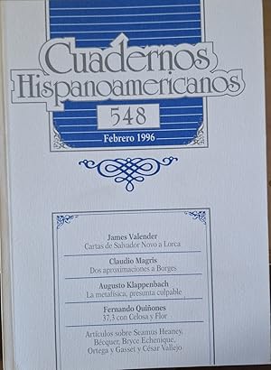 CUADERNOS HISPANOAMERICANOS Nº 548. FEBRERO 1996.