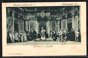 Ansichtskarte Passionsspiele 1900, Christus vor Kaiphas