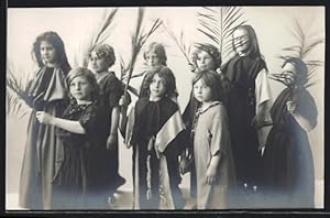 Ansichtskarte Passionsspiel Oberammergau 1910, Kindergruppe