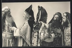 Ansichtskarte Oberammergau, Passionsspiel 1910, Männliche Darsteller in Kostümen