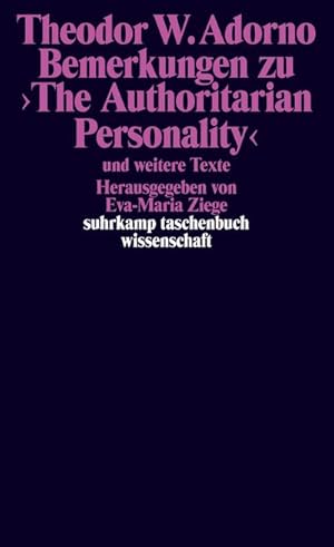 Bild des Verkufers fr Bemerkungen zu >The Authoritarian Personality< : und weitere Texte zum Verkauf von AHA-BUCH GmbH