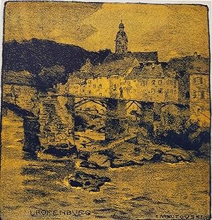 Image du vendeur pour Laufenburg mit Brcke ber den Rhein, ( Grenzstadt auch in der Schweiz ) getnte Lithographie, um 1900 mis en vente par Buecherstube Eilert, Versandantiquariat