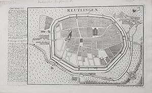 REUTLINGEN - Grundriss. Kupferstich. Plan ( Stadtplan ) aus Europas Pracht und Macht. o. J. um 1720