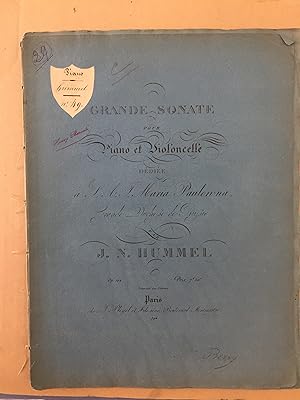 Grande sonate pour piano et violoncelle dédié à Maria Paulowna, Grande Duchese de Russie.