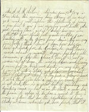 Historically Interesting Original Letter by Nevada City's (California) Pioneer, Writing to His Si...