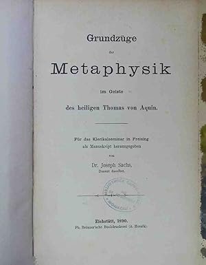 Imagen del vendedor de Grundzge der Metaphysik im Geiste des hl. Thomas von Aquin a la venta por books4less (Versandantiquariat Petra Gros GmbH & Co. KG)