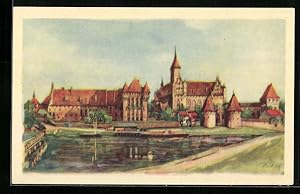 Bild des Verkufers fr Knstler-Ansichtskarte Marienburg / Malbork, Die Marienburg an der Weichsel zum Verkauf von Bartko-Reher