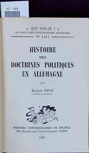 Bild des Verkufers fr Histoire des Doctrines Politiques en Allemagne. AD-1808 zum Verkauf von Antiquariat Bookfarm
