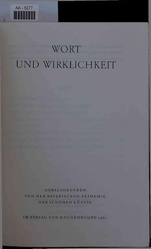 Bild des Verkufers fr Wort und Wirklichkeit. zum Verkauf von Antiquariat Bookfarm