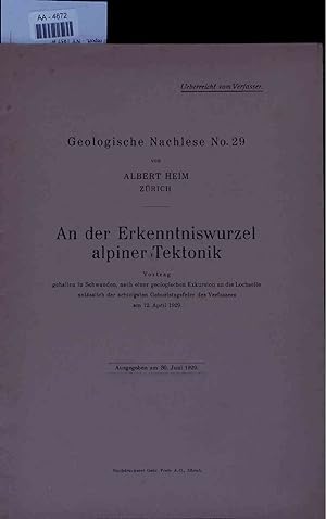 Bild des Verkufers fr An der Erkenntniswurzel alpiner Tektonik. AA-4672 zum Verkauf von Antiquariat Bookfarm