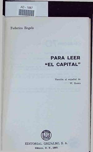 Imagen del vendedor de Para leer "el capital". a la venta por Antiquariat Bookfarm