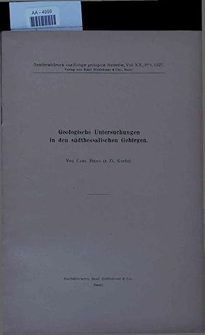 Immagine del venditore per Geologische Untersuchungen in den sdthessalischen Gebirgen. venduto da Antiquariat Bookfarm