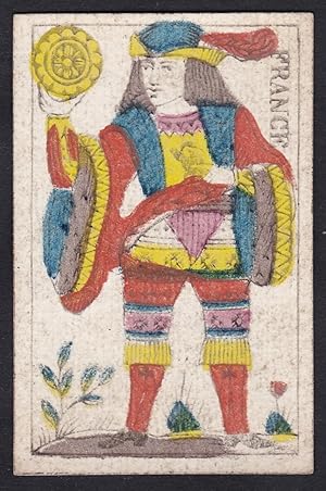 (Münzen Bube) - Gold Bube / jack of coins / Oros / playing card carte a jouer Spielkarte cards ca...