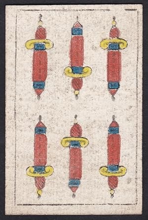 (6 Schwerter) - six of swords / espadas / playing card carte a jouer Spielkarte cards cartes / Al...