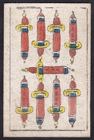 (9 Schwerter) - nine of swords / espadas / playing card carte a jouer Spielkarte cards cartes / A...