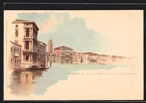 Bild des Verkufers fr Lithographie Venezia, Palazzo Rezzonico, Canal Grande zum Verkauf von Bartko-Reher
