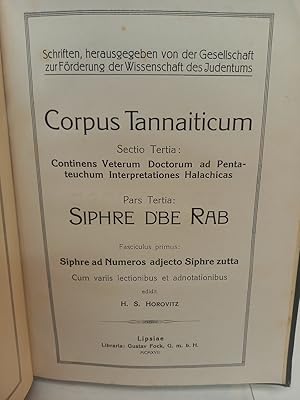 Corpus Tannaiticum. Sectio Tertia: Continens Veterum Doctorum ad Pentateuchum Interpretationes Ha...
