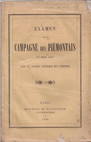 Examen de la campagne des Piémontais en mars 1849