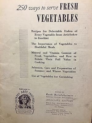 Imagen del vendedor de 250 Ways to Serve Fresh Vegetables a la venta por Shadetree Rare Books