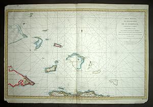 CARTE MARINE DE SAINT DOMINGUE CARAIBES LES BAHAMAS, 1787 coloris d'époques