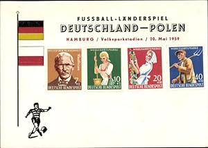 Briefmarken Ansichtskarte / Postkarte Fußball Länderspiel Deutschland Polen, Volksparkstadion Ham...