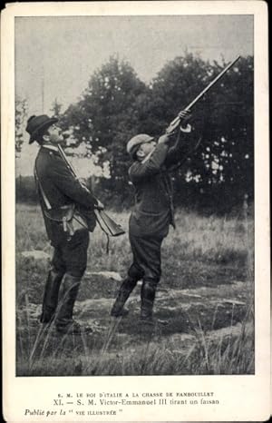 Bild des Verkufers fr Ansichtskarte / Postkarte Rambouillet Yvelines, Knig Viktor Emanuel III. von Italien auf der Jagd, Jagdgewehr zum Verkauf von akpool GmbH