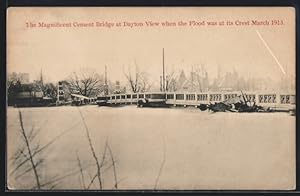 Postcard Dayton, OH, Cement Bridge when Flood was at its Crest March 1913