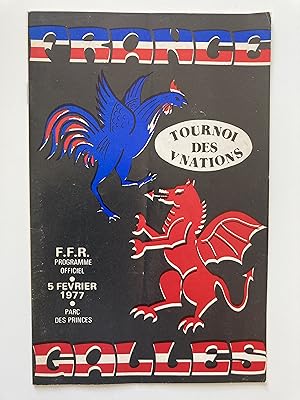 France - Galles. Tournoi des V Nations. Progamme officiel 5 février 1977, Parc des Princes.