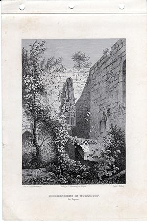 Image du vendeur pour Kirchenruine in Woitsdorf bei Haynau. Stahlstich aus Schroller: Schlesien mis en vente par Versandantiquariat Hsl