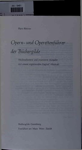 Seller image for Opern- und Operettenfhrer der Bchergilde. for sale by Antiquariat Bookfarm