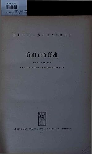 Bild des Verkufers fr Gott und Welt. zum Verkauf von Antiquariat Bookfarm