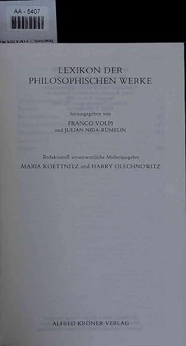 Image du vendeur pour Lexikon der Philosophischen Werke. AA-5407 mis en vente par Antiquariat Bookfarm