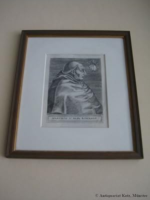 Martin V, Papst - "Martinus V Papa Romanus". Portrait. Brustbild nach rechts. Im Oval, mit Wappen...