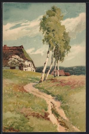 Künstler-Ansichtskarte Meissner, Buch (M und B) Nr. 1308: Feldweg mit Haus im Sonnenschein