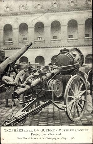 Bild des Verkufers fr AK-Trophen des Ersten Weltkriegs, Armeemuseum, Deutscher Projektor zum Verkauf von akpool GmbH