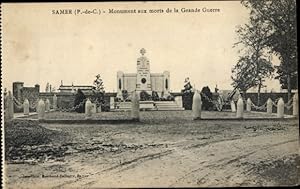 Bild des Verkufers fr Ansichtskarte / Postkarte Samer Pas de Calais, Denkmal fr die Gefallenen des Ersten Weltkriegs zum Verkauf von akpool GmbH