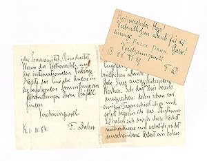 Imagen del vendedor de Eigenh. Brief mit U. sowie eigenh. beschriftete Visitenkarte. a la venta por Eberhard Kstler Autographen&Bcher oHG