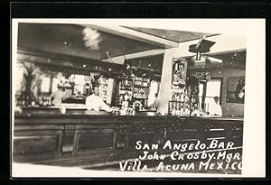 Postcard Villa Acuna, San Angelo Bar, John Crosby Mgr.