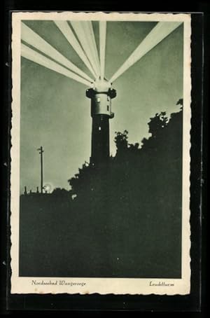 Bild des Verkufers fr Ansichtskarte Wangerooge, Leuchtturm mit Licht in der Nacht zum Verkauf von Bartko-Reher