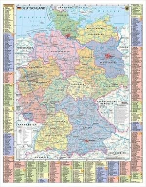 Bild des Verkufers fr Deutschland politisch und Autokennzeichen - Wandkarte/Poster zum Verkauf von buchversandmimpf2000