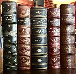 Seller image for POETRY & LITERATURE COLLECTION OF ANTIQUE LEATHER BOUND BOOKS FIVE VOLUMES for sale by Elder Books