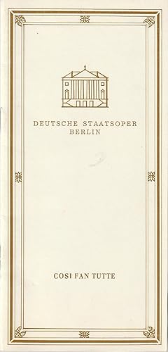 Seller image for Programmheft Wolfgang Amadeus Mozart COSI FAN TUTTE 14. November 1982 for sale by Programmhefte24 Schauspiel und Musiktheater der letzten 150 Jahre