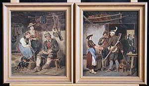 2 Gemälde mit alpenländischen Genreszenen, verkleinerte Kopien nach Franz Defregger (1835-1921)