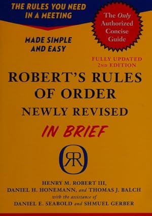 Seller image for Robert's Rules of Order Newly Revised In Brief, 2nd edition (Roberts Rules of Order in Brief) for sale by Giant Giant