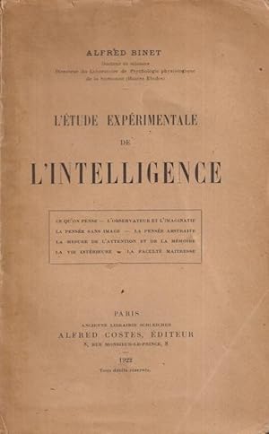 Seller image for L'tude exprimentale de l'intelligence for sale by PRISCA