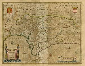 Antique Map-ANDALUCIA-SEVILLA-CORDOBA-SPAIN-COSTA DEL SOL-PORTUGAL-Blaeu-ca 1640