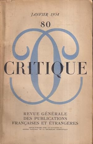 Seller image for Critique. - Revue gnrale des publications franaises et trangres. - N 80 - Tome X for sale by PRISCA