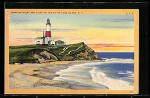 Bild des Verkufers fr Ansichtskarte Long Island, NY, Montauk Point and Light on the tip of Long Island zum Verkauf von Bartko-Reher