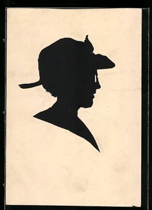 Ansichtskarte Dame mit Hut und Monokel, Scherenschnitt